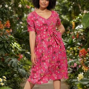 Torrid Pink Leopard Floral Midi Dress Size 3